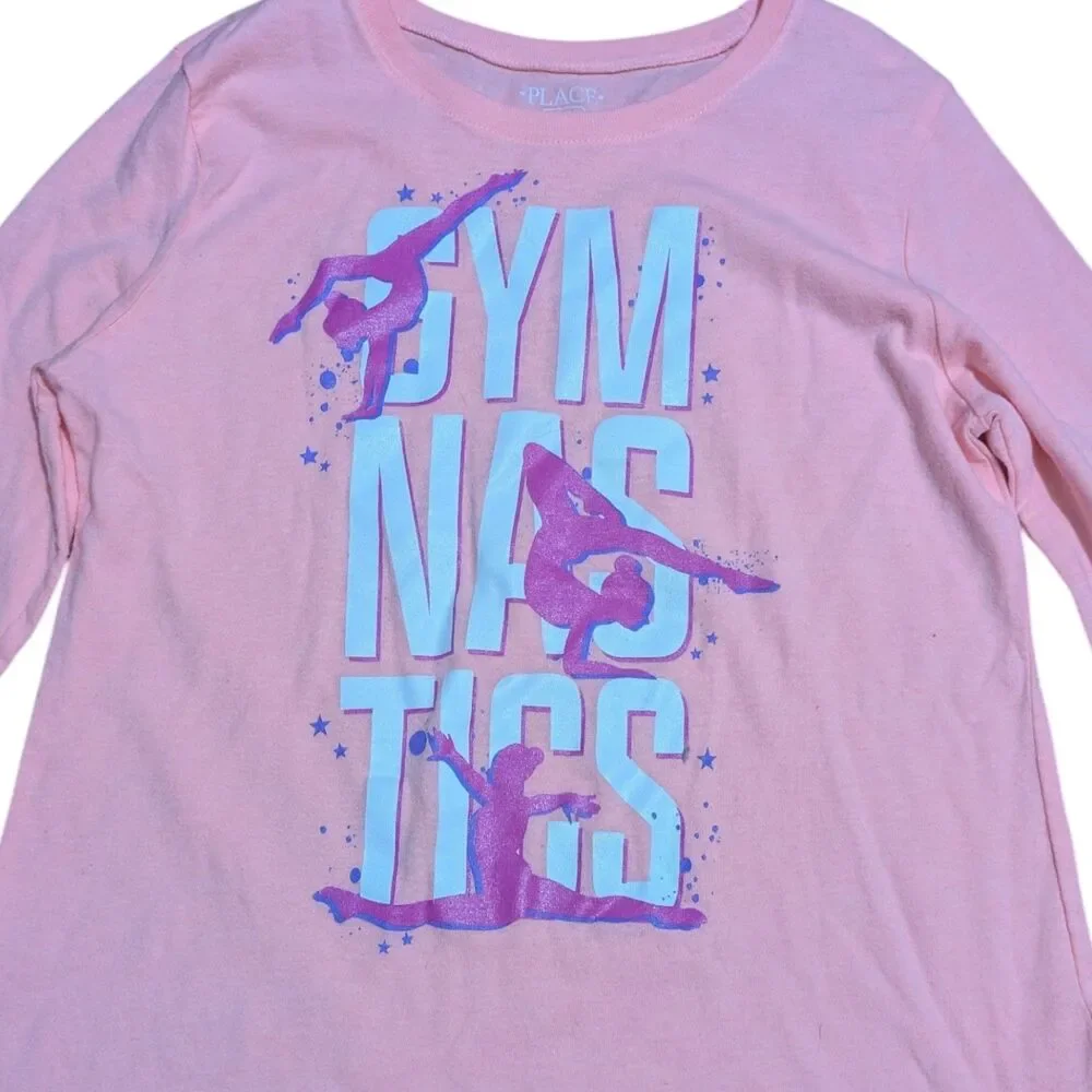 The Children’s Place Girls Gymnastics Shirt Pink Long Sleeve Graphic Tee